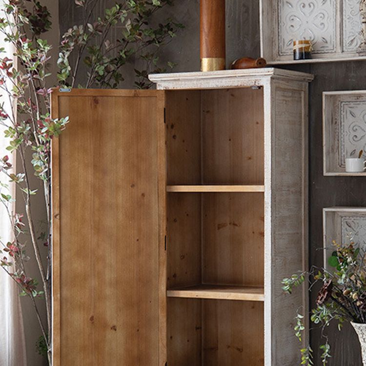 White Industrial Distressed Finish Cabinet with Drawer and Door