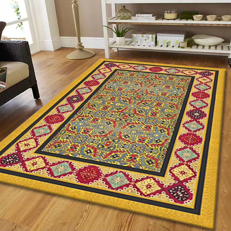 Retro Medallion Print Carpet Polyester Area Rug Non-Slip Backing Indoor Carpet for Home Decoration