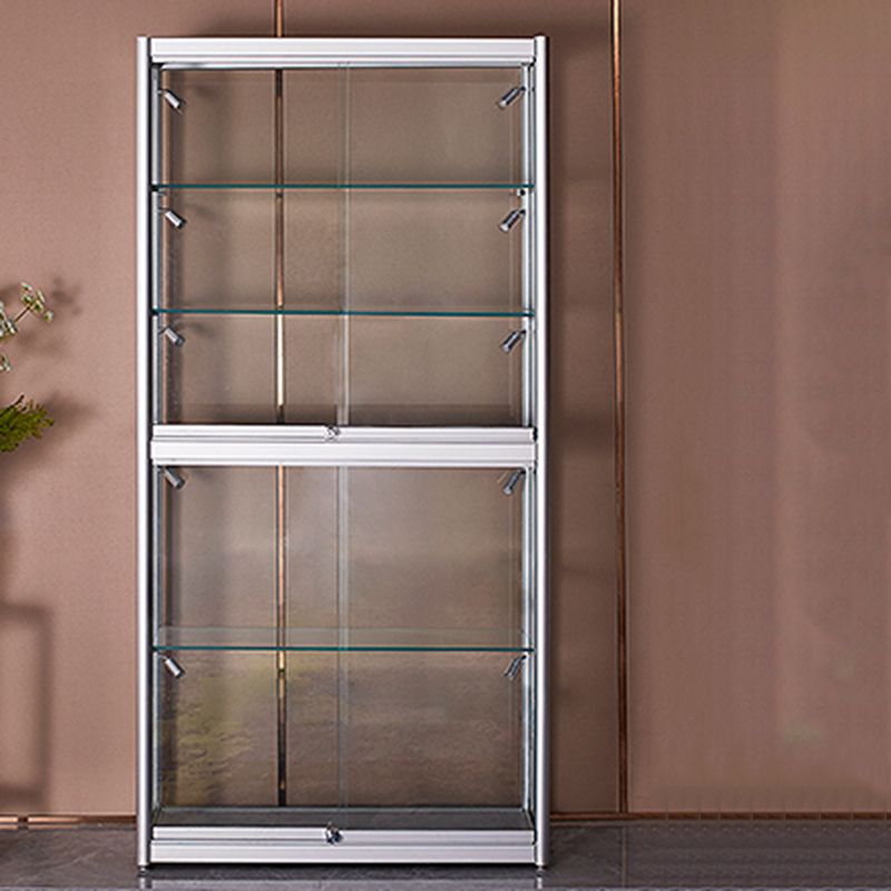 White Display Stand Modern Curio Cabinet with Glass Locking Door