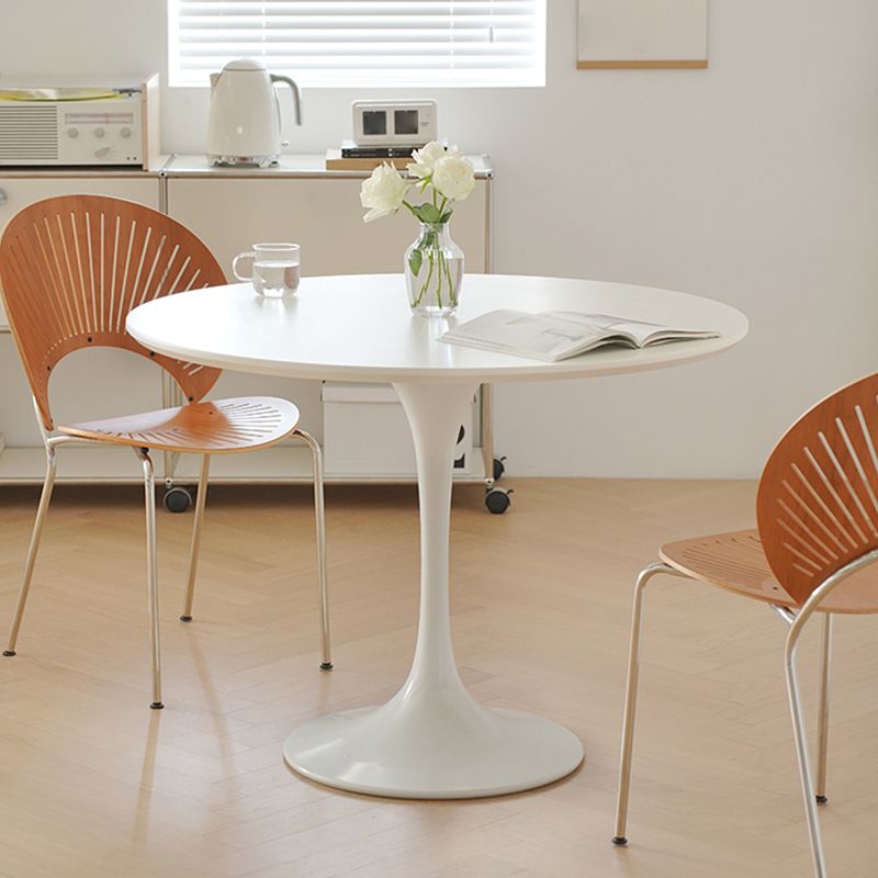 Contemporary 1/5 Pieces Dining Set with Round Table and Matte Brown Chairs
