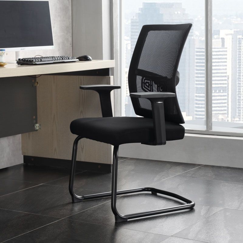 Modern Fixed Arms Office Chair No Wheels Upholstered No Distressing Desk Chair