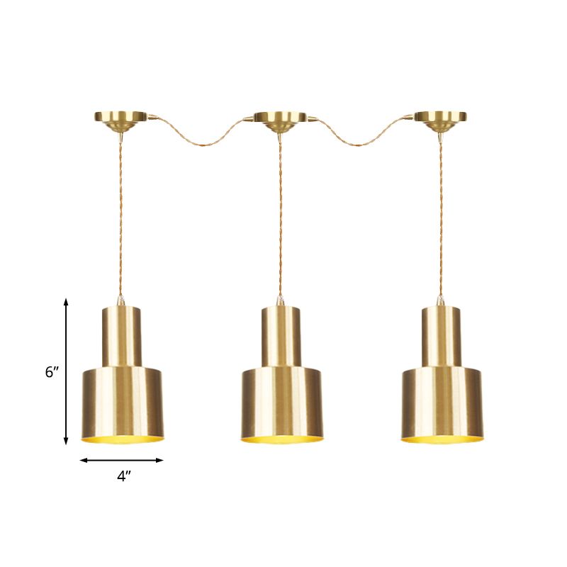 Metall Gold Finish Tandem Multi-Decken-Lichtrohr 3/5/7 Köpfe Industriestil Hängende Anhängerlampe