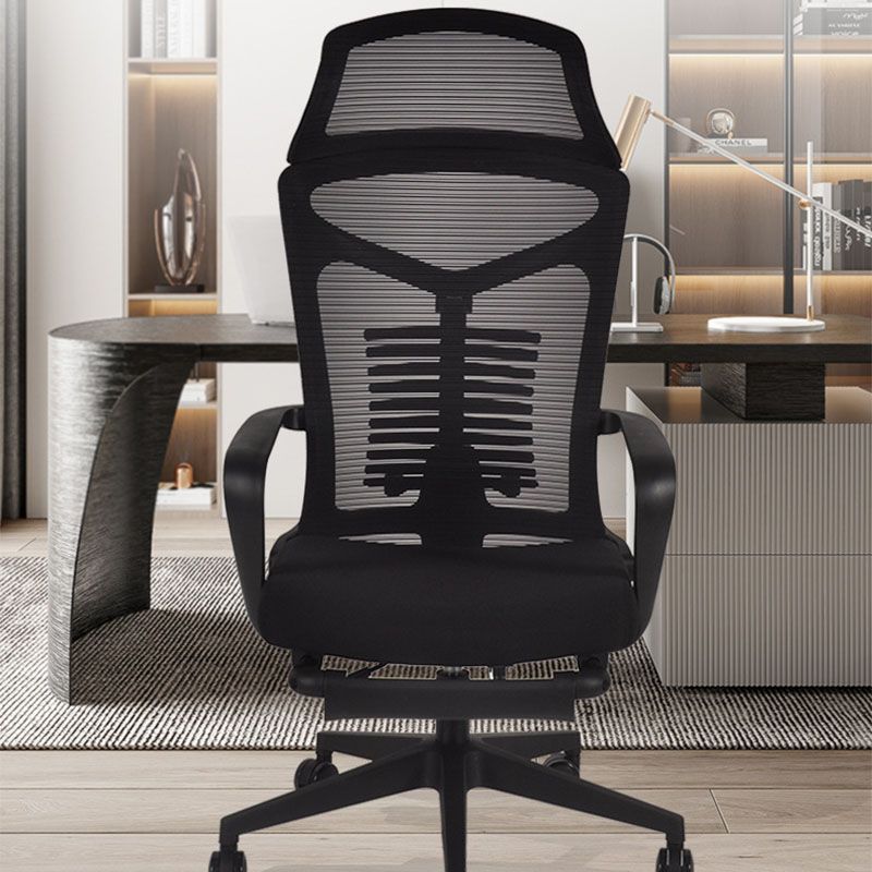 Black Modern & Contemporary Office Chair Fixed Arms Mid Back Home Office Chair