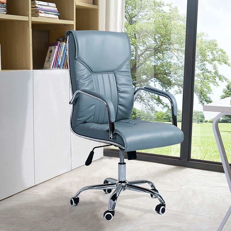 Adjustable Seat Height Office Chair Modern High Back Fixed Arm Chair with Wheels