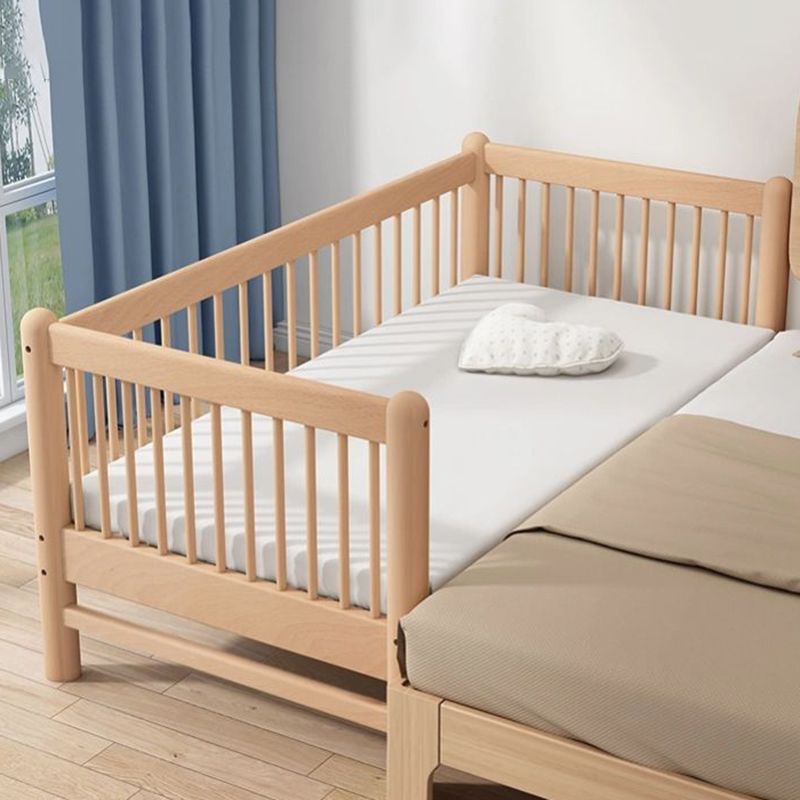 Convertible Crib in Natural Standard Wood Crib with Guardrails