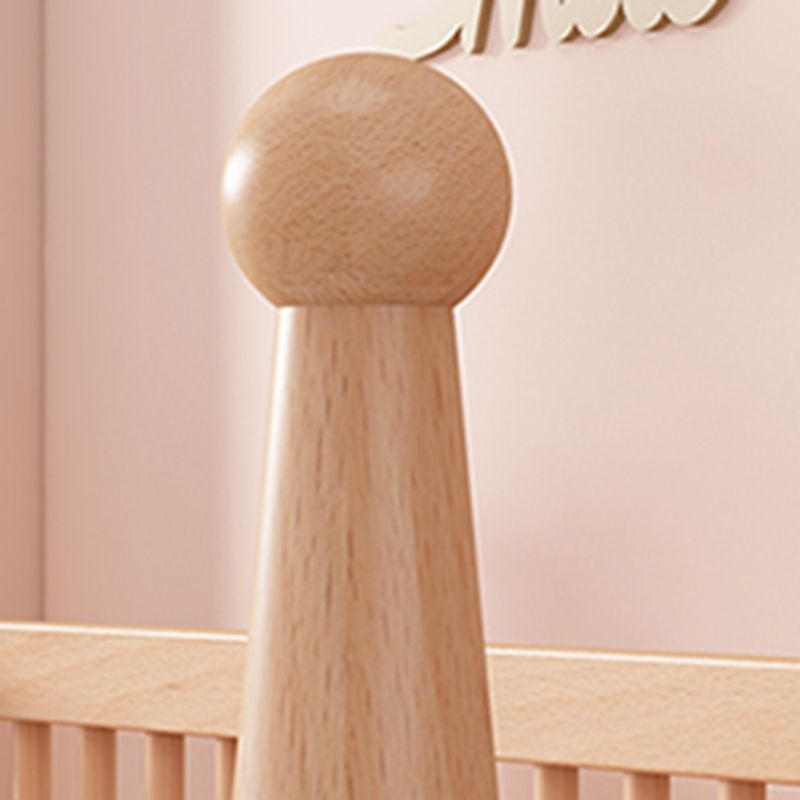 Naitural Nursery Crib with Guardrail Farmhouse Baby Crib in Solid Wood