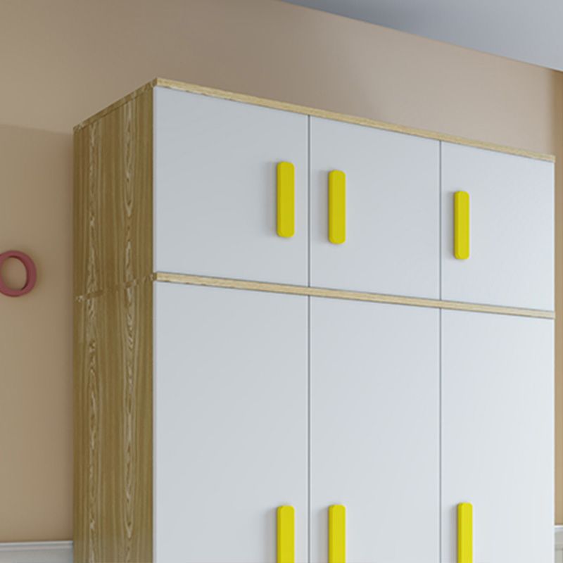 Yellow Modern Kids Closet 2-Drawer Wooden Glossy Kid's Wardrobe