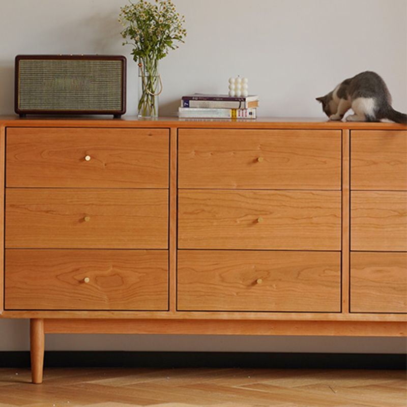 Nordic Style Solid Wood Storage Sideboard Cabinet with Drawers in Nature