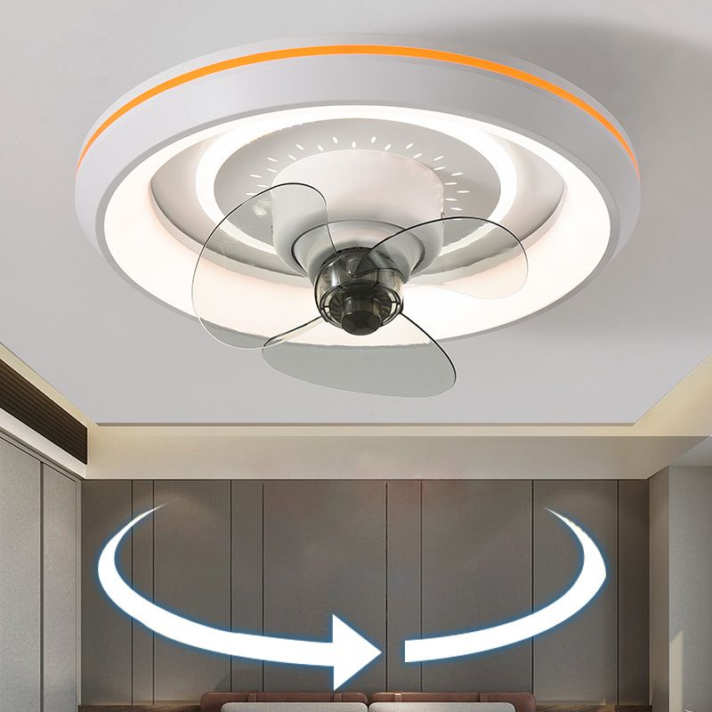 2-Lights Modern Round Fan Light Metal 20" Wide LED Flush Mount Light for Bedroom