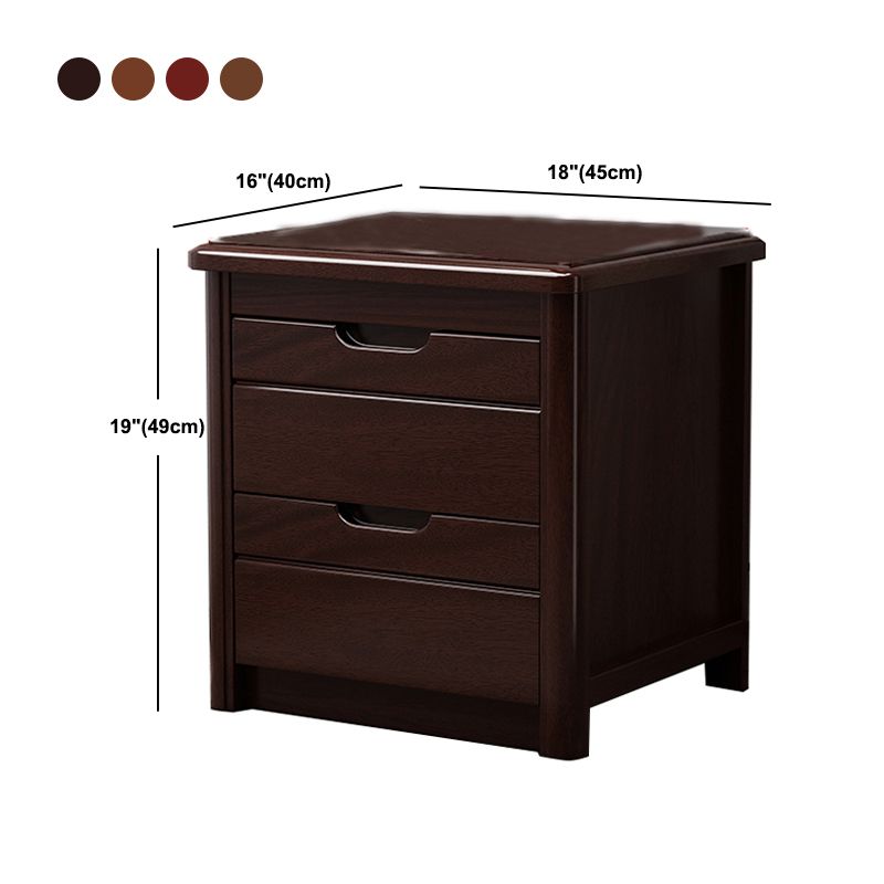 20 Inch H Bed Nightstand Solid Wood 2-Drawer Modern Brown Night Table