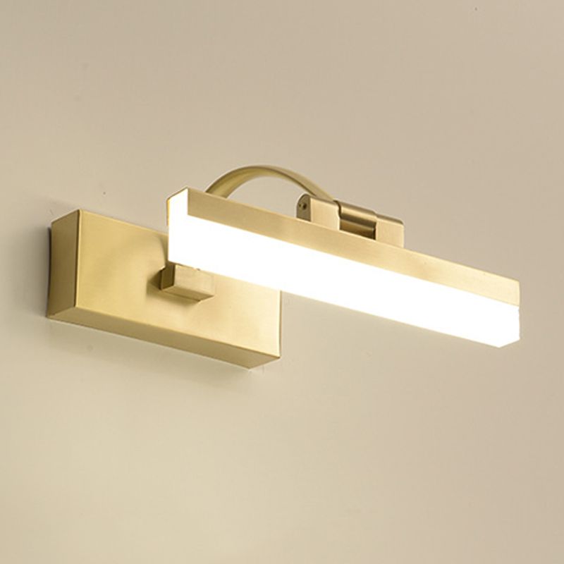 Linear Shade Metal Wall Sconce Modern 1 Light Mirror Wall Mount Light Fixture in Brass