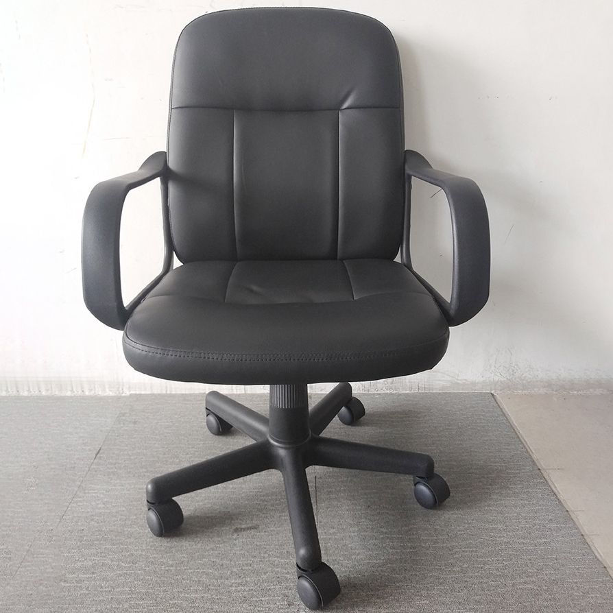 Modern Slide Black Office Chair Adjustable Seat Height Fixed Arms Desk Chair with Wheels