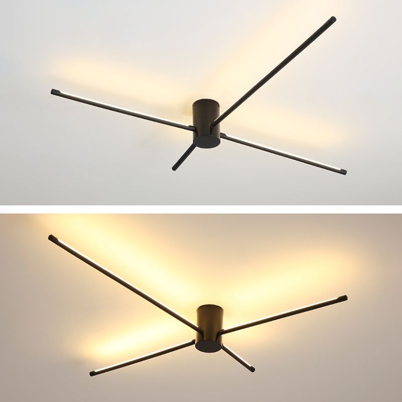 Strips Semi Flush Mount Light Modern Style Metal LED Semi-Flush Mount Ceiling Light