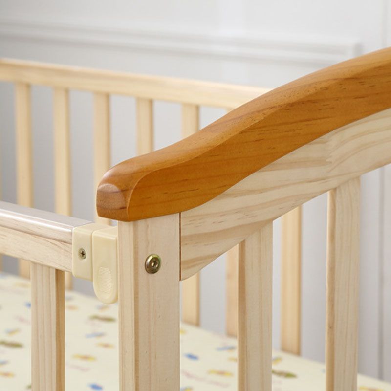 Contemporary Solid Wood Baby Crib with Under Crib Storage in Natural