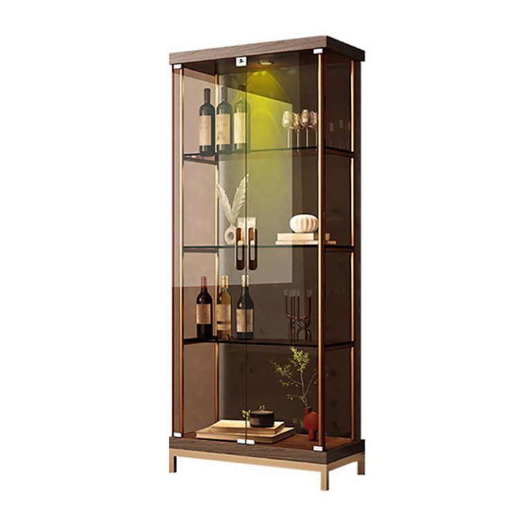 Glam Curio Cabinet Metal Glass Doors Buffet Cabinet with Doors for Living Room