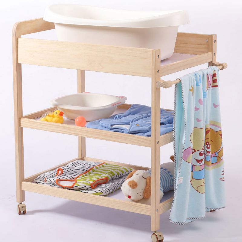 Shelf Changing Table Wooden Flat Top Baby Changing Table with Storage