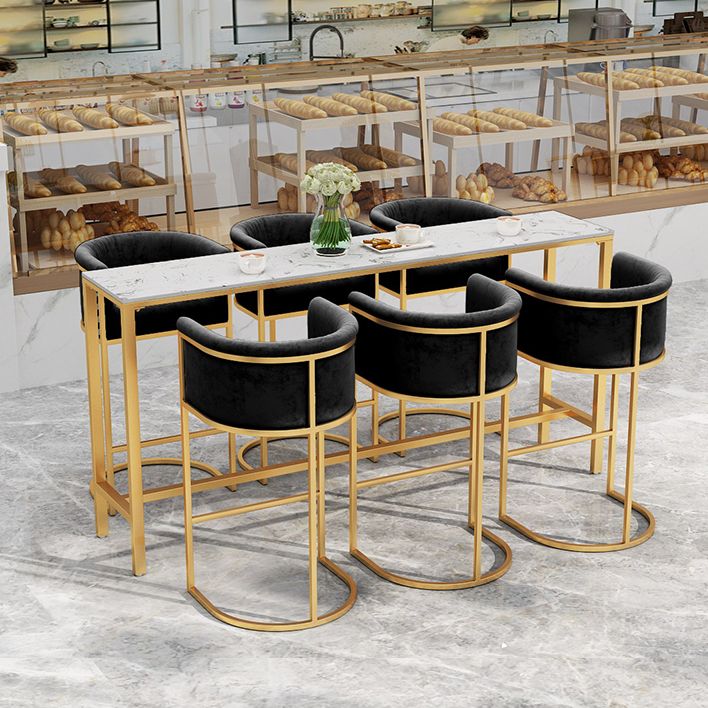 Nordic Glam Rectangle Bar Counter Table Sintered Stone Dining Table