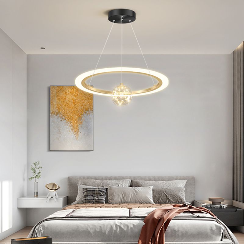 LED Hanging Pendant Light Fixture Modern Chandelier with Acrylic Shade for Living Room