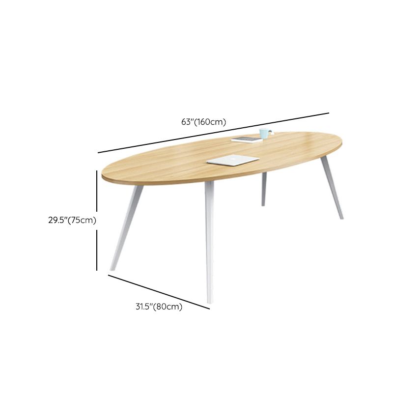 Wooden Oval Office Desk Parsons Base 29.53" Tall Writing Desk