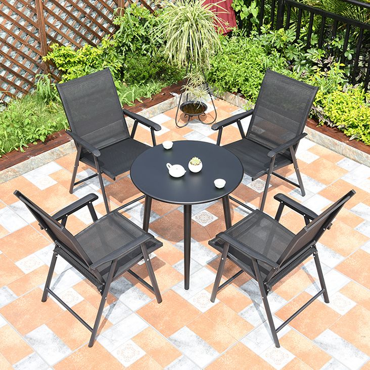 Modern Geometric Foldable Courtyard Table Metal Frame Outdoor Table