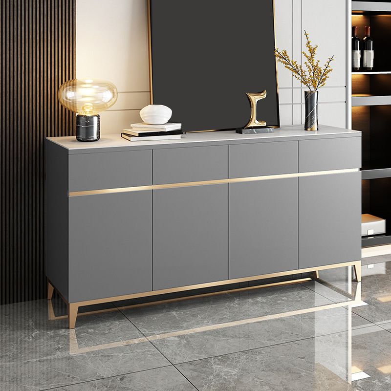 Glam Style Dining Buffet Stone Sideboard Table with Drawers and Cabinets