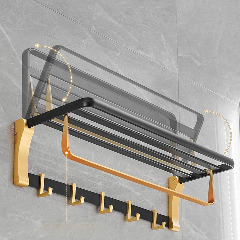 Contemporary Bathroom Accessory Set Black & Golden Bath Shelf/Towel Bar