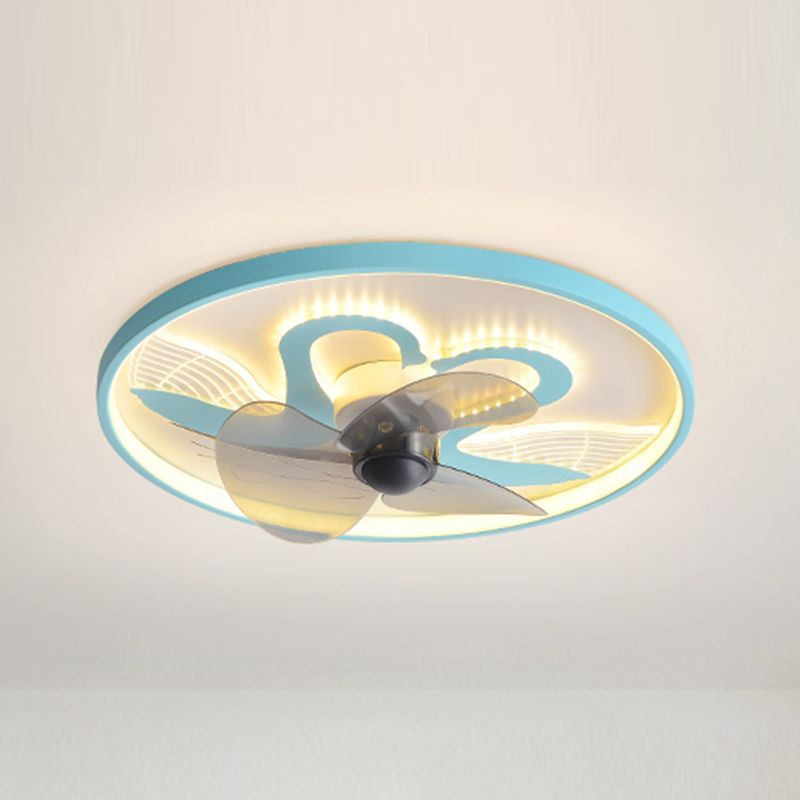 Kids Style Geometry Ceiling Fan Lights Metal 2 Light LED Flush Lights