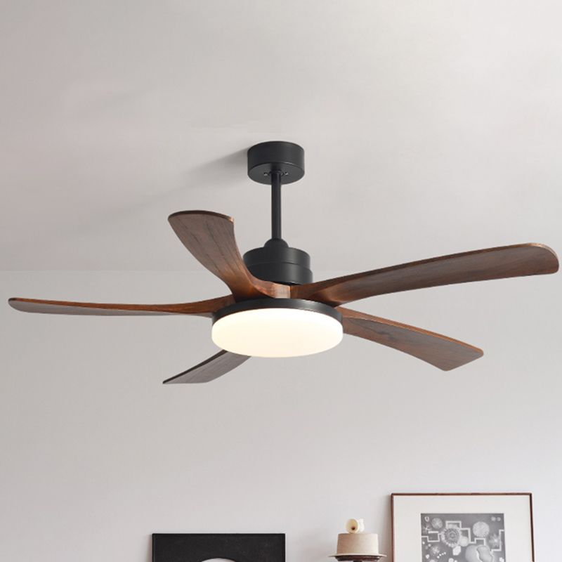 Nordic Style LED Ceiling Fan 5-Blade Fan Lighting with Wood for Living Room