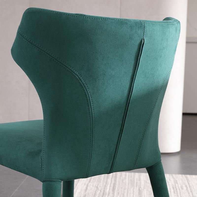 Glam Linen Dining Chair Wingback Side Chair with Steel Legs in Matte Finish