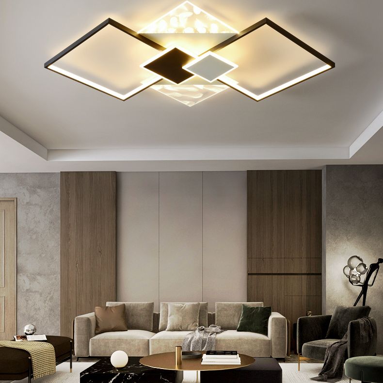 Metal Symmetric Flush Mount Lamp Simplicity LED Feather Ceiling Flush Light for Living Room