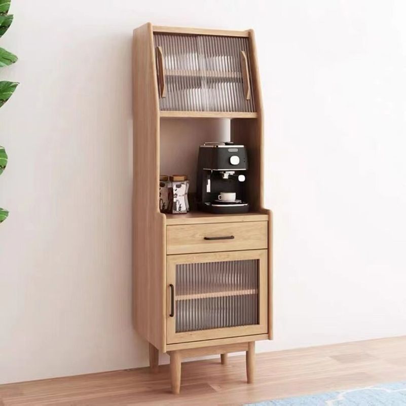 Modern Dining Hutch Pine Display Cabinet with Doors for Dining Room