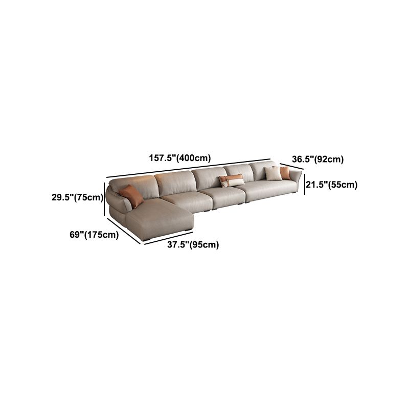 Nordic Faux Leather Sofa, Flared Arm Sofa with Bolster Pillows