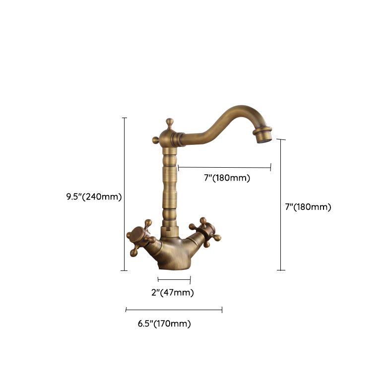 Traditional Kitchen Faucet Brass High Arc Gold Standard Kitchen Faucets with Double Handle