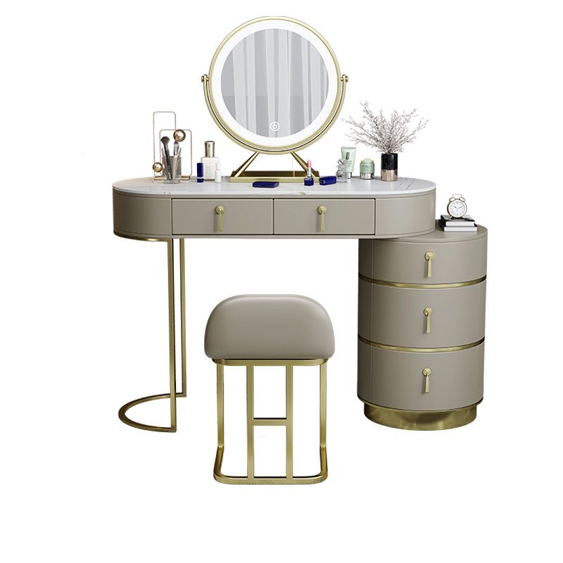 Glam Lighted Mirror Bedroom with Drawer Solid Wood Dressing Table