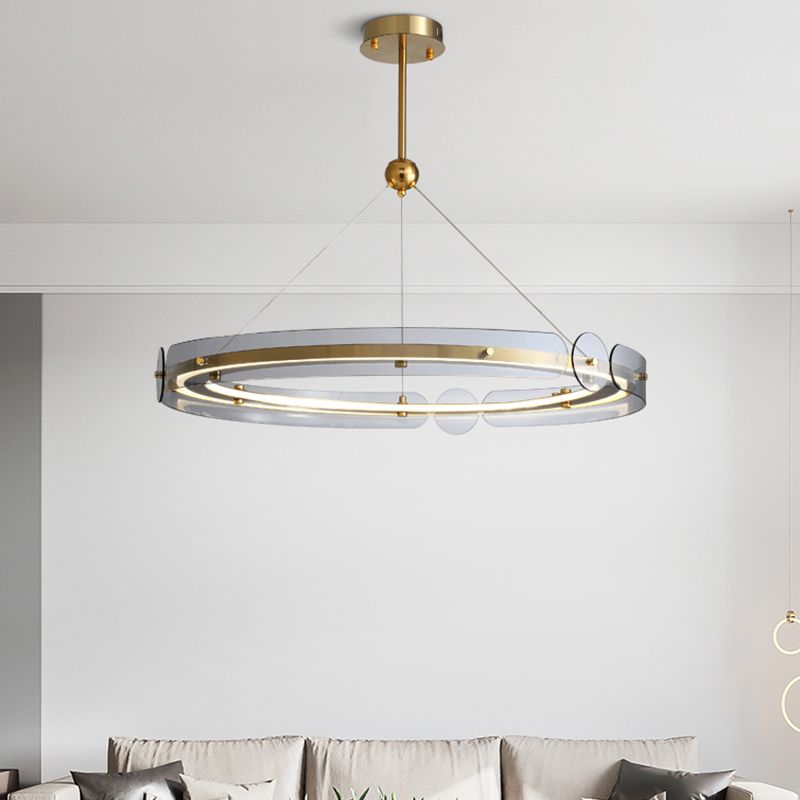 Modern Circle Chandelier Glass Gold LED Chandelier Pendant for Living Room