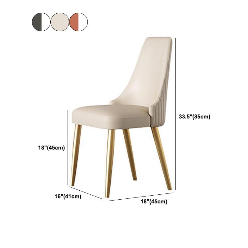 Glam Upholstered Dining Chair Leather Dining Chair with Gold Legs