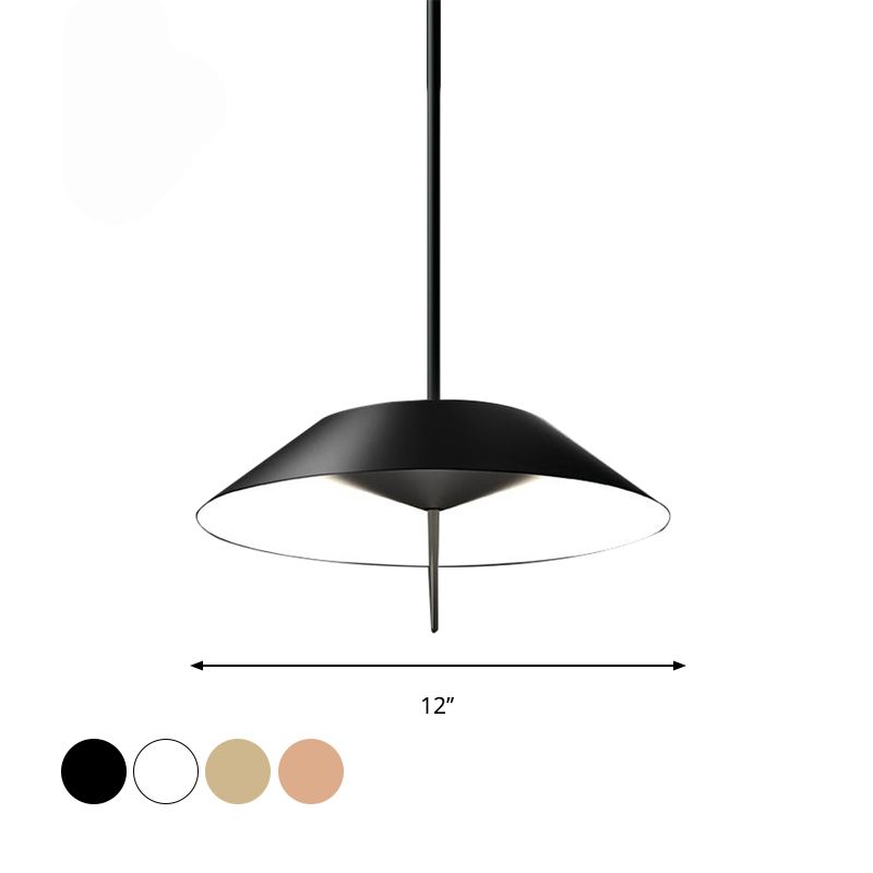 Black/White/Gold Half Conical Hanging Pendant Light Simple LED Iron Suspension Light in Warm/White Light