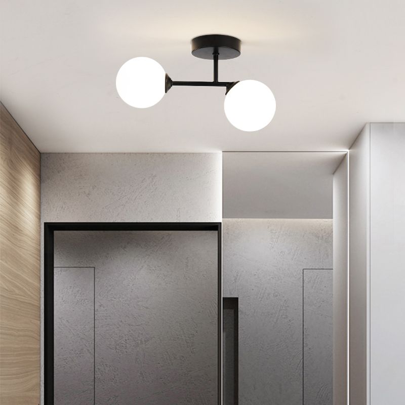 Modern Spherical Ceiling Mount Light with Glass Shade for Aisle