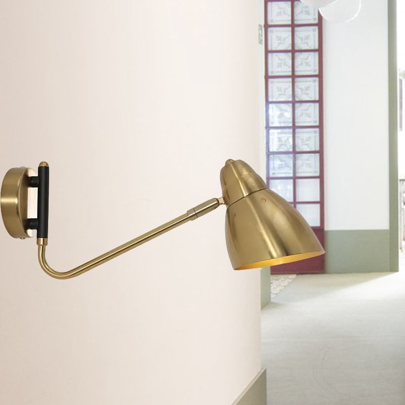 1 Bulbo Dedacmento Luz de matorral contemporánea Iluminación montada en la pared dorada con sombra de metal de domo