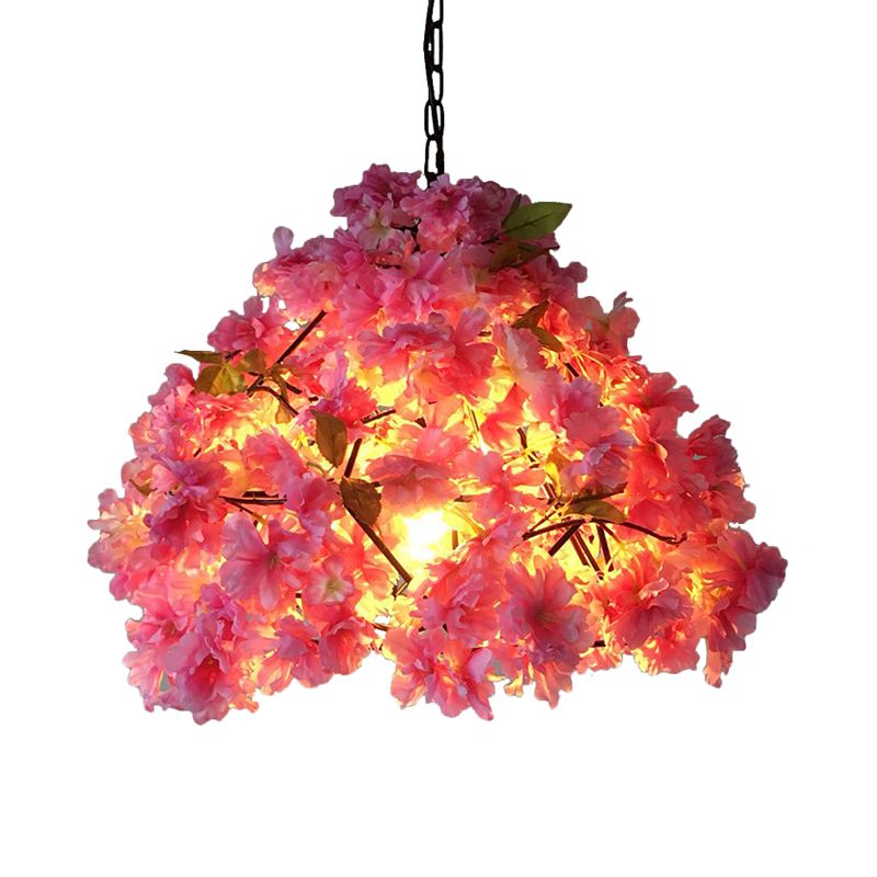 Vintage Blossom Suspension Lampe 1 Kopf Metall Anhänger Licht in Schwarz für das Restaurant, 15 "/18"/23,5 "breit