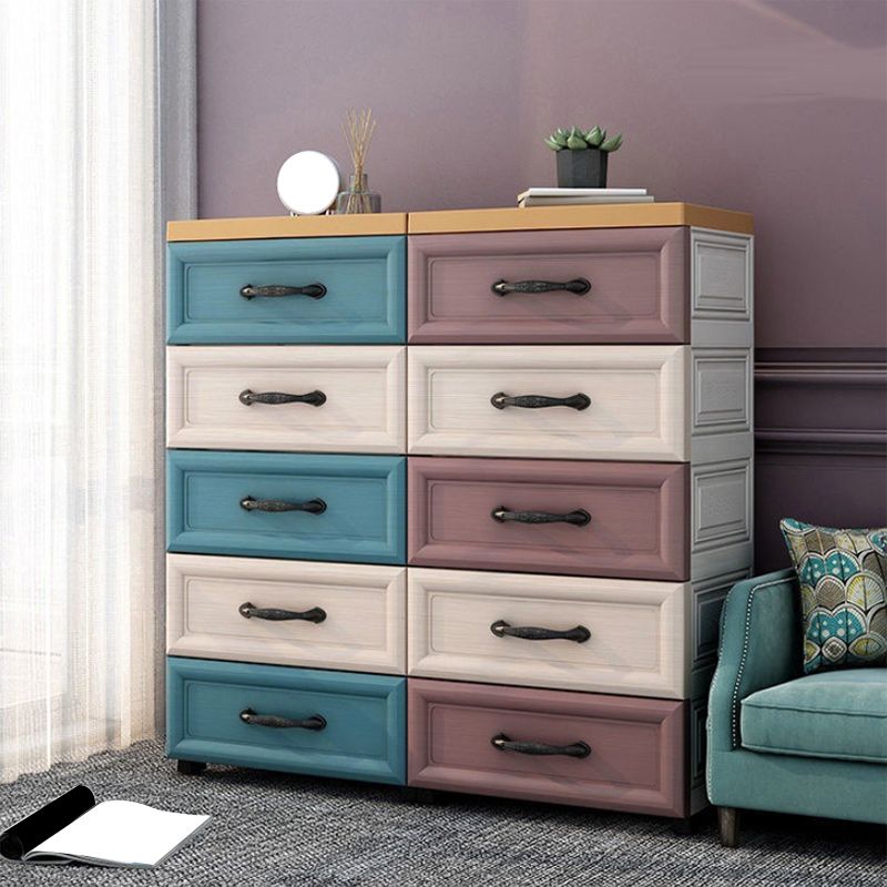 Scandinavian Vertical Baby Dresser Plastic Kids Furniture with Drawers