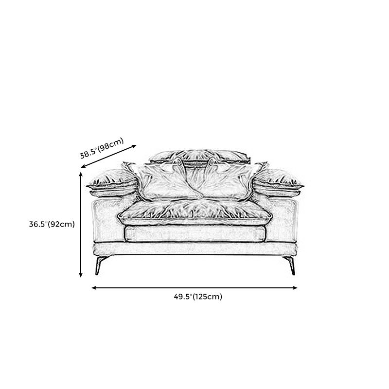 Brown Down Fill Cushions Sofa and Chaise Pillow Top Arm Settee Furniture