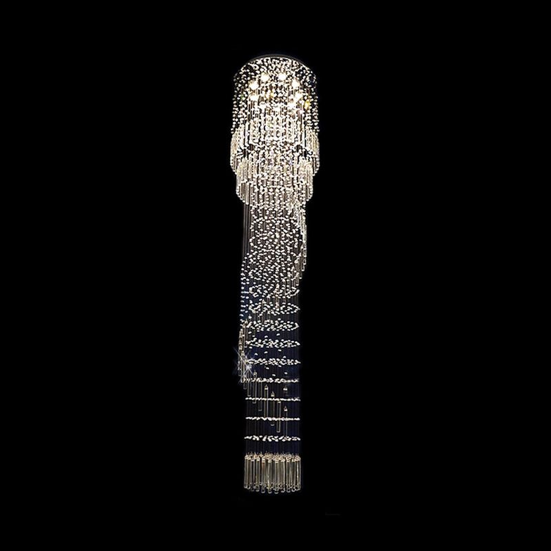 Gold 9 Heads LED Pendant Lighting Modernism Crystal Cascading Multiple Hanging Lamp