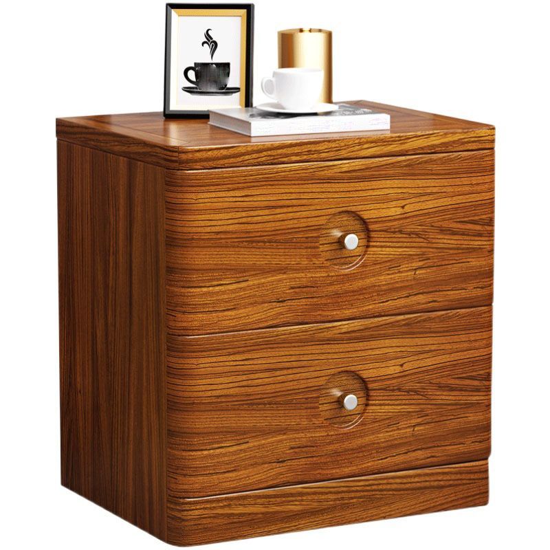 Contemporary Accent Table Nightstand 2 Drawers Wood Night Table for Home