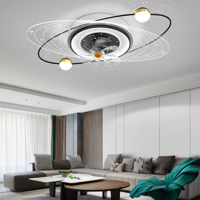 Black and Gold Ceiling Fan Minimalist Interior LED Fan Ceiling Lighting Fixture