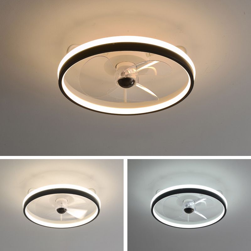 Modernism Single White/Black Ceiling Fan Lamp LED Acrylic Ceiling Fan Light