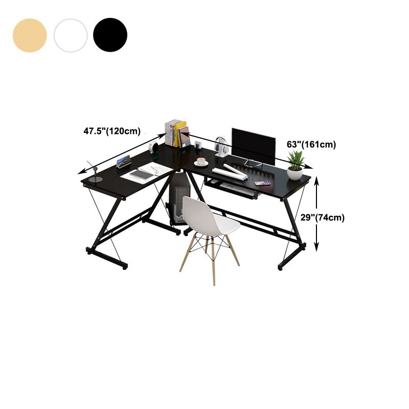 Metal and Wooden Computer Desk Modern L-Shape Keyboard Tray Office Desk for Office