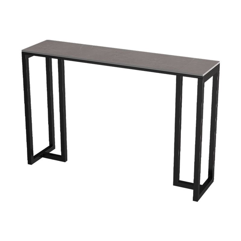 Stone Bar Dining Table Modern Rectangle Bar Table with Double Pedestal Base for Kitchen