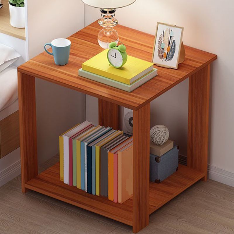 Modern Wood Square Top Nightstand 12" Wide Bedside Cabinet with Shelf