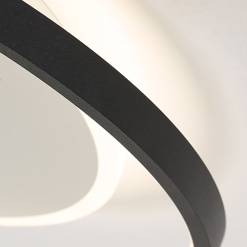 Black and White LED Ceiling Light in Modern Simplicity Iron Circular Flush Mount with Acrylic Shade